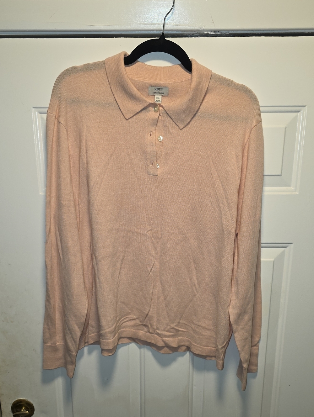 J. Crew Women's Long-Sleeve Polo in Soft Peach